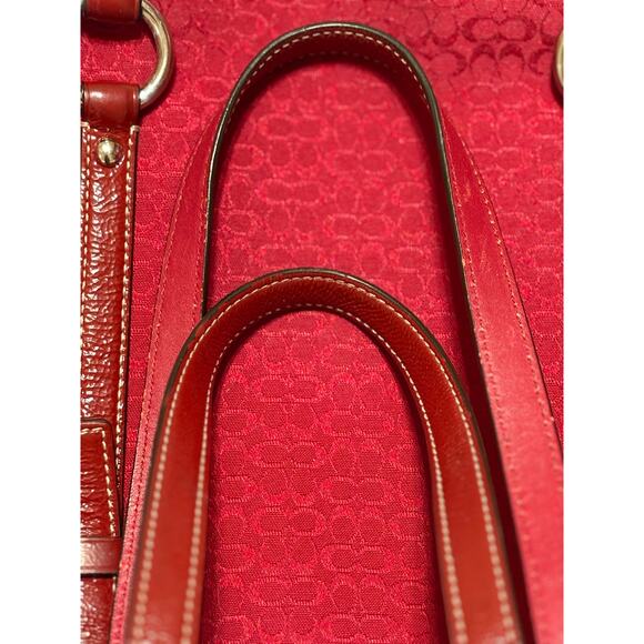 Coach Red Signature Gallery Tote Handbag Excellent Condition - Picture 5 of 13